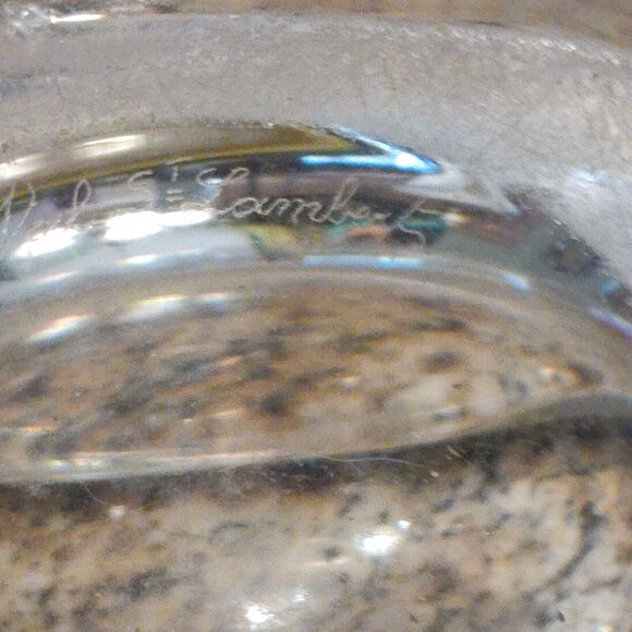 VTG Signed Val St. Lambert France Wave Crystal Clear Ashtray Trinket Dish - Picture 14 of 15
